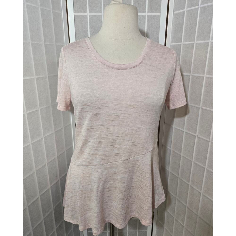 A.N.A Women’s Asymmetrical Peplum Light Pink Short Sleeve Top Shirt Size: Large